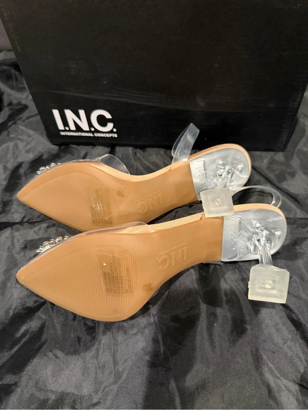 INC Scienna Clear Vinyl Rhinestone Slingback Pumps Size 6